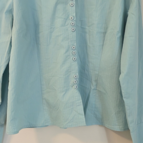 Ricki’s XXL Blouse Blue Button Up Textured Business Casual Office Chic Coastal - Picture 3 of 12